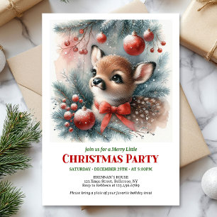 Joyful woodland deer Christmas kids invite printab