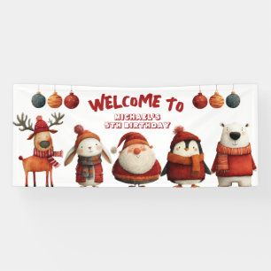 Joyful Xmas Animals Festive Kids' Birthday Welcome Banner