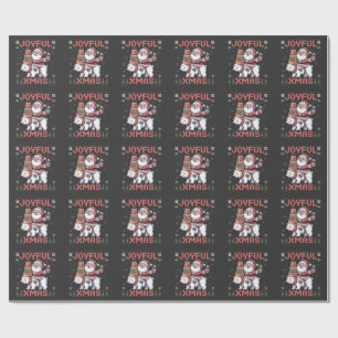 Joyful Xmas Snowman Holiday Celebration Wrapping Paper