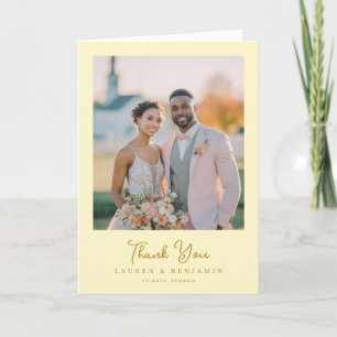 Joyful Yellow Elegant Photo Thank You Card