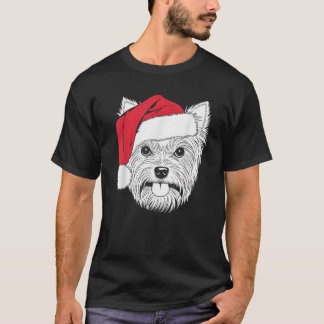 Joyful Yorkie Santa Dog on Yorkshire Terrier Chris T-Shirt