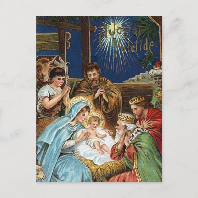 "Joyful Yuletide" Vintage Christmas Holiday Postcard (Front)