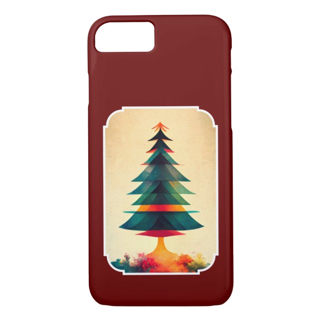 Joyfull Christmas Tree Geometric Artsy Design Case-Mate iPhone Case (Back)