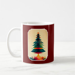 Joyfull Christmas Tree Geometric Artsy Design Coffee Mug