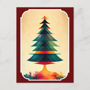 Joyfull Christmas Tree Geometric Artsy Design Postcard