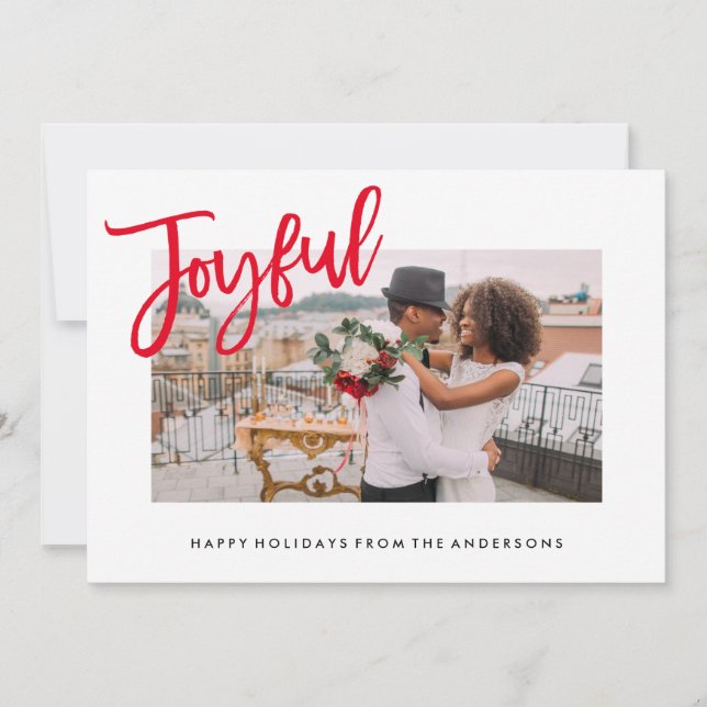 Joyfully Brushed Holiday Photo Card (Front)