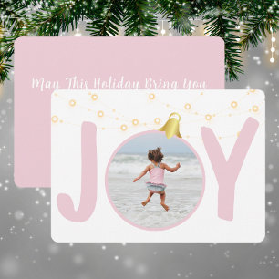 Joyl Baby Pink Christmas Card with Single Photo