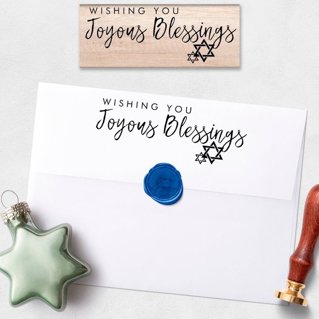 Joyous Blessings Hanukkah Star of David Rubber Stamp (Creator Uploaded)