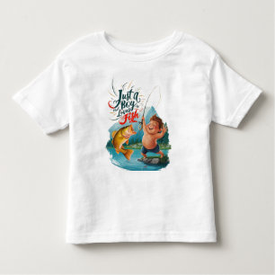 Joyous Boy Reeling in a Big Catch on Tranquil Lake Toddler T-Shirt