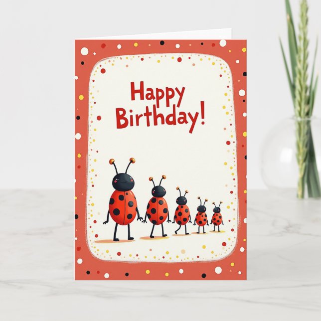 Joyous Bug Parade Birthday Card (Front)
