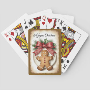 Joyous Christmas with a Gingerbread Man Playing Cards