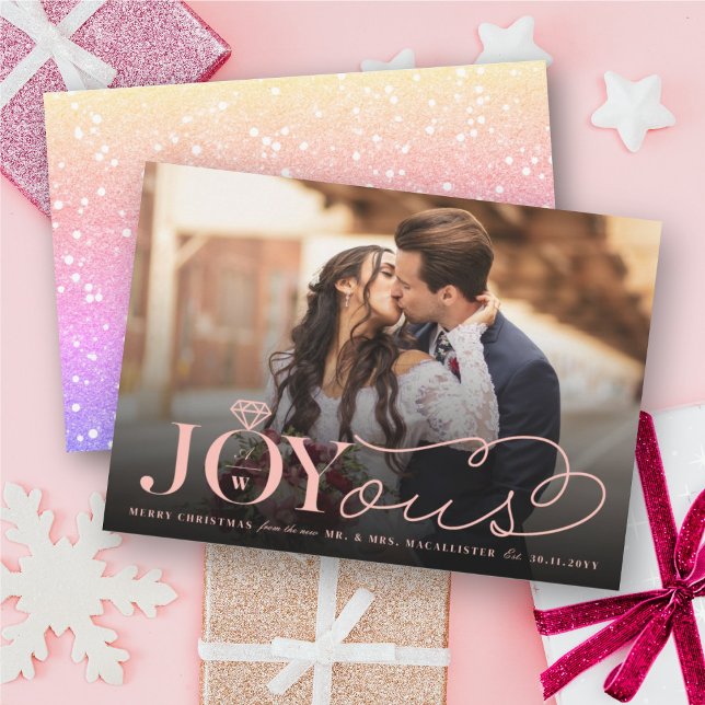 Joyous Diamond Ring Monogram Classic Wedding Holiday Card (Creator Uploaded)