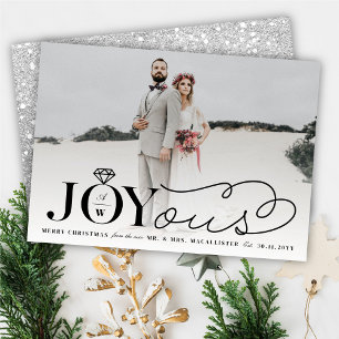 Joyous Diamond Ring Monogram Classic Wedding Holiday Card