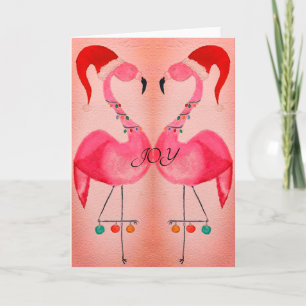 Joyous Flamingo Christmas Card: Pink Card
