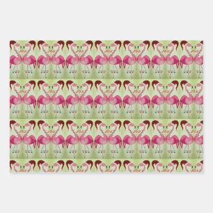 Joyous Flamingo Wrapping Paper Sheet Set of 3