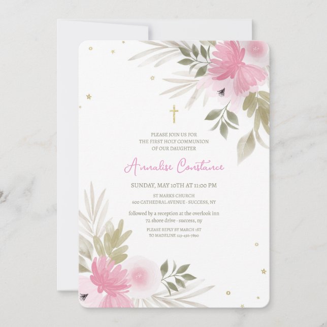Joyous Floral Religious Invitation (Front)