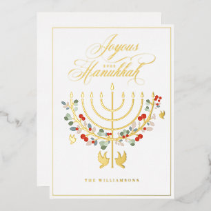 Joyous Hanukkah Festive Menorah Candle Photo
