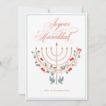 Joyous Hanukkah Festive Menorah Candle Photo Holiday Card<br><div class="desc">Joyous Hanukkah, send your Hanukkah wishes to your family and friends with our beautiful customisable photo card. Our design features our beautiful hand-drawn menorah candle in faux rose gold decorated with beautiful festive florals and leaves. Doves are also incorporated into this beautiful Hanukkah-inspired design. "Joyous Hanukkah" is written in a...</div>