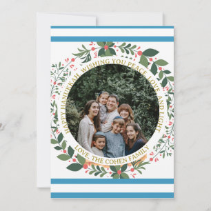 Joyous Hanukkah   Hanukkah family photo Collage Holiday Card