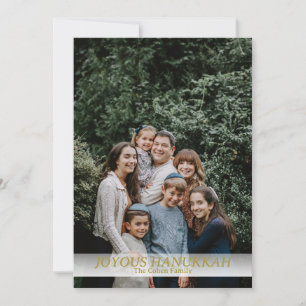 Joyous Hanukkah Simple Hanukkah family photo Holiday Card