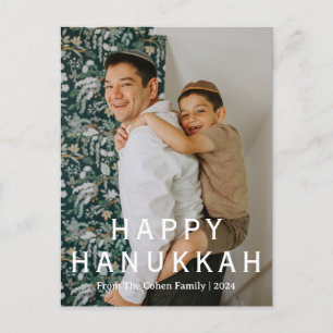 Joyous Hanukkah   Simple Hanukkah family photo  Holiday Postcard