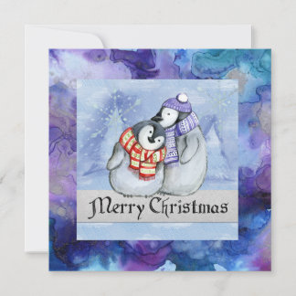 Joyous Holidays with a Pair of Penguins Holiday Card