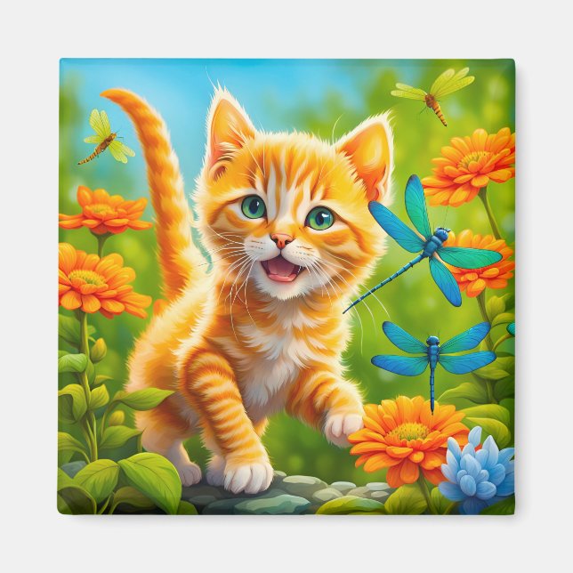 Joyous Kitten Magnet (Front)