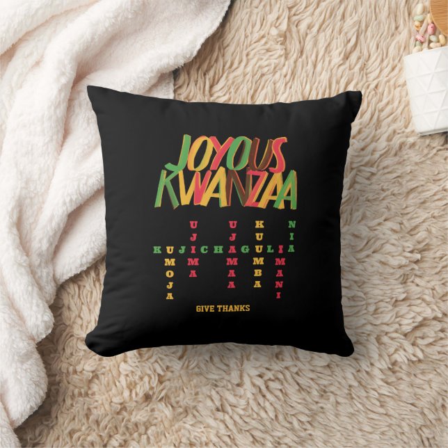 Joyous KWANZAA Principles Crossword Cushion (Blanket)