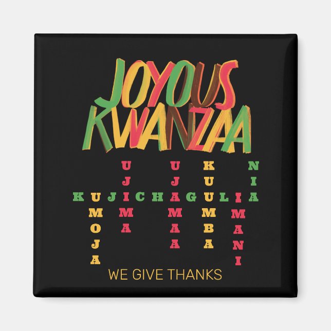 Joyous KWANZAA Principles Crossword Magnet (Front)