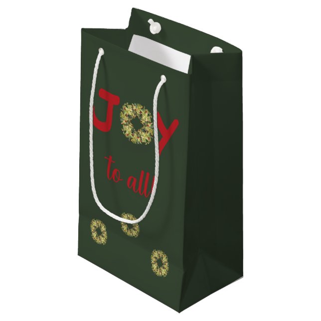 Joyous Light Hearted Wreath Christmas Gift Bag (Front Angled)