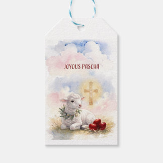 Joyous Pascha Lamb, Red Eggs and Cross Gift Tags