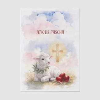 Joyous Pascha Lamb, Red Eggs and Cross Tissue Paper