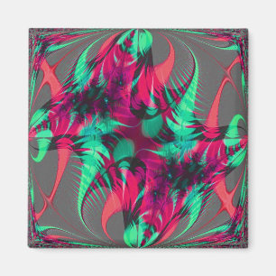 Joyous Red Fractal Magnet