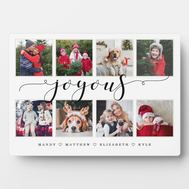 Joyous Script Family Photo Keepsake Collage Plaque (Front)