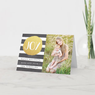 Joyous Stripes Holiday Photo Greeting Card
