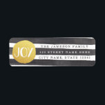 Joyous Stripes Return Address Labels<br><div class="desc">Black watercolor stripes with a gold foil like circle,  reading JOY. Easy to personalise! Stylish,  bright,  simple - perfect! Product does not contain actual gold foil.  Also,  note that the stripes are slightly askew... on purpose. :)</div>
