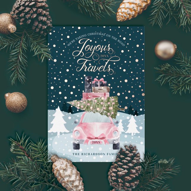 Joyous Travels Road Trip Pink Retro Watercolor Car (Creator Uploaded)