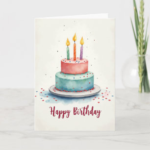 Joyous Watercolor Cake Card