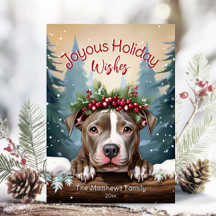 Joyous Wishes Winter Wonderland American Pit Bull Holiday Card