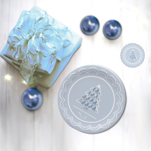 Joyoux Noel Blue Scalloped Paper Plate