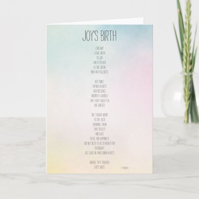 Joy's Birth Inspirational Poem Card (Front)