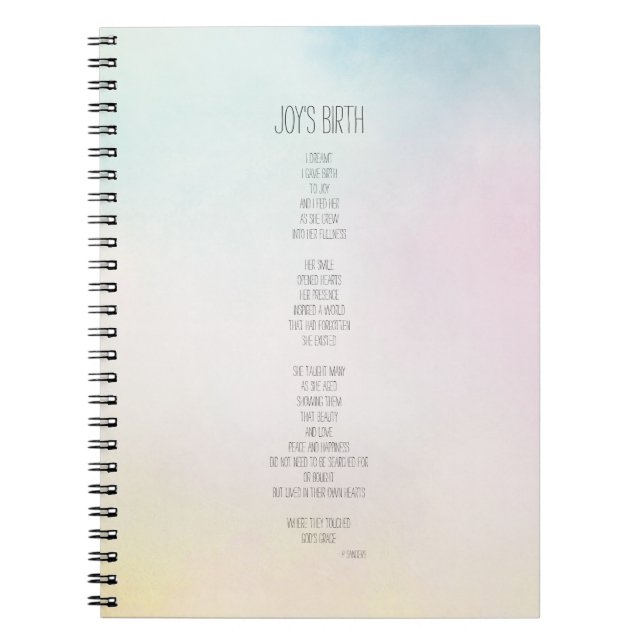Joy's Birth Inspirational Poem Notebook (Front)
