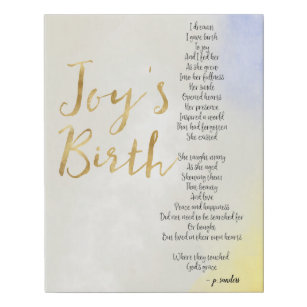 Joy's Birth Poem  Faux Canvas Print