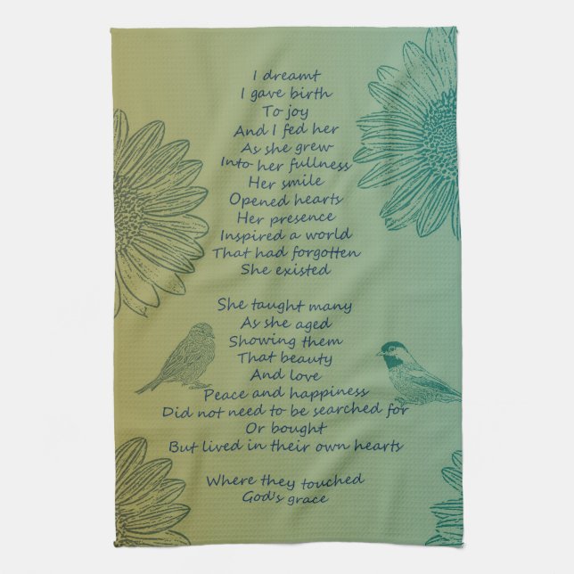 Joy's Birth Poem Tea Towel (Vertical)