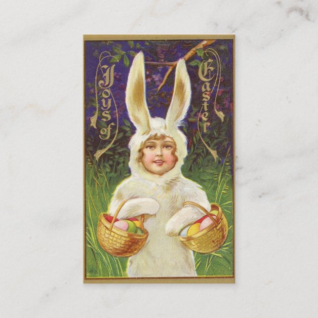 Joys of Easter Bunny Greeting Business Card (Front)