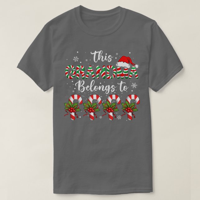 Jqql Grandma Santa Hat Christmas Merry Xmas Candy  T-Shirt (Design Front)