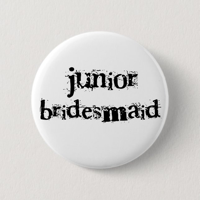 Jr. Bridesmaid Black Text 6 Cm Round Badge (Front)