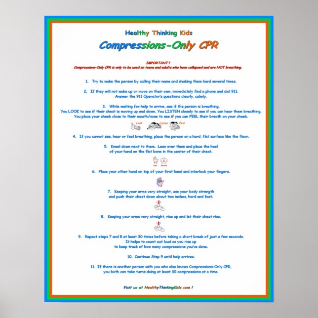 Jr. Heart Squad Compressions-Only CPR Poster Lg (Front)