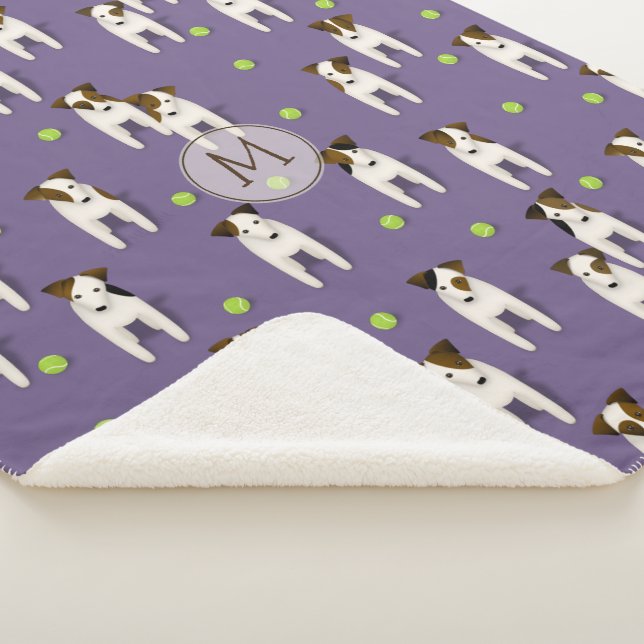 JRT PRT Terriers dogs tennis balls pattern purple Sherpa Blanket (3/4)