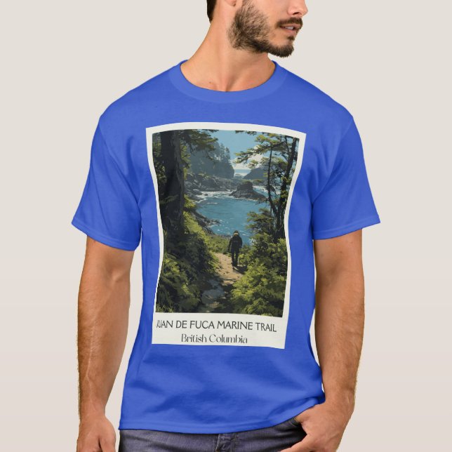 Juan de Fuca Marinerail West Coast Hiking Art Prin T-Shirt (Front)